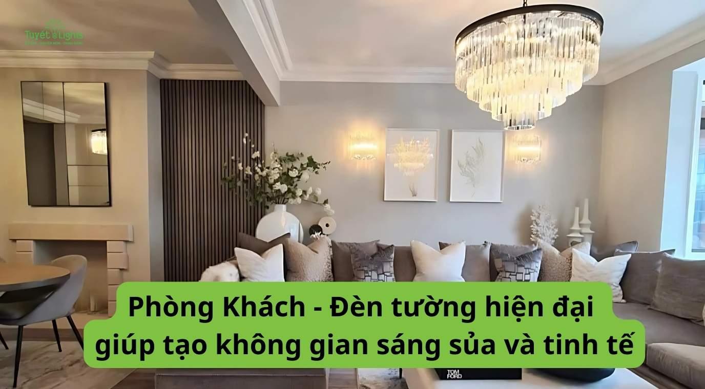 Đèn tường hiện đại giúp tạo không gian sáng sủa và tinh tế, làm nổi bật các khu vực như kệ sách, tranh treo tường hoặc sofa.